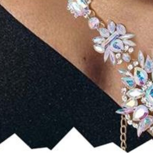 Boho Luxe Crystal Rhinestone Statement Chest Chain  Necklace Body Chain - Picture 2 of 7